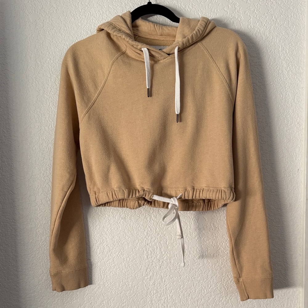 Hollister Tan Cropped Hoodie